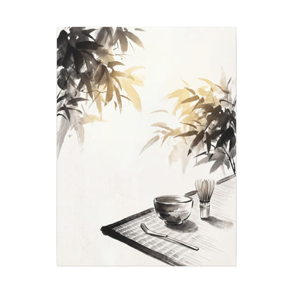 Tea Ceremony Sumi E Canvas Art | Serene Zen Art