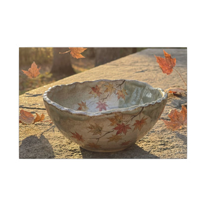 Japandi Ceramic Bowl in Golden Hour | Japanese Pattern Canvas Art