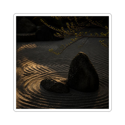 Rock Garden Shadow Zen Sticker | Sophisticated Dark Japandi Art