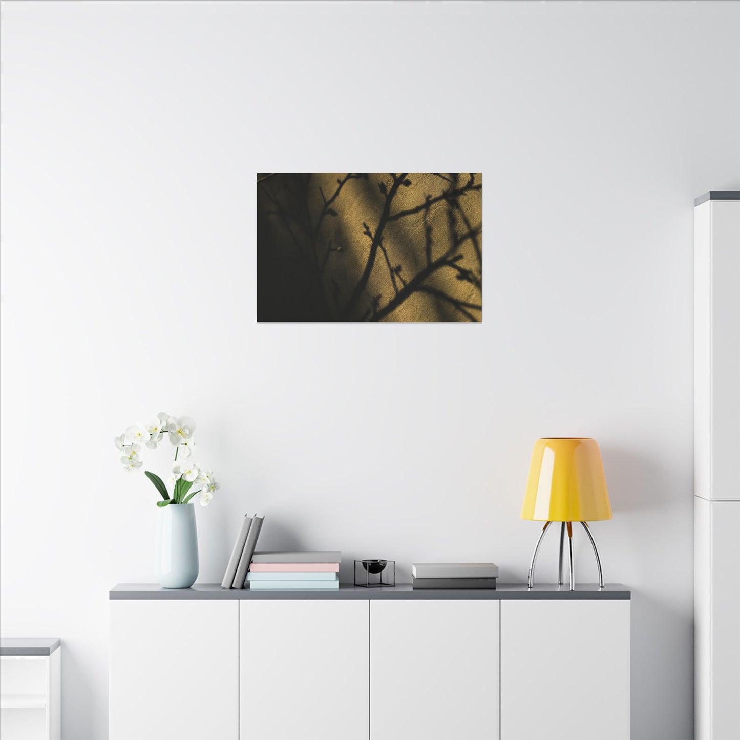 Golden Hour Shadow Play Canvas Art - Dark Japandi Seijaku