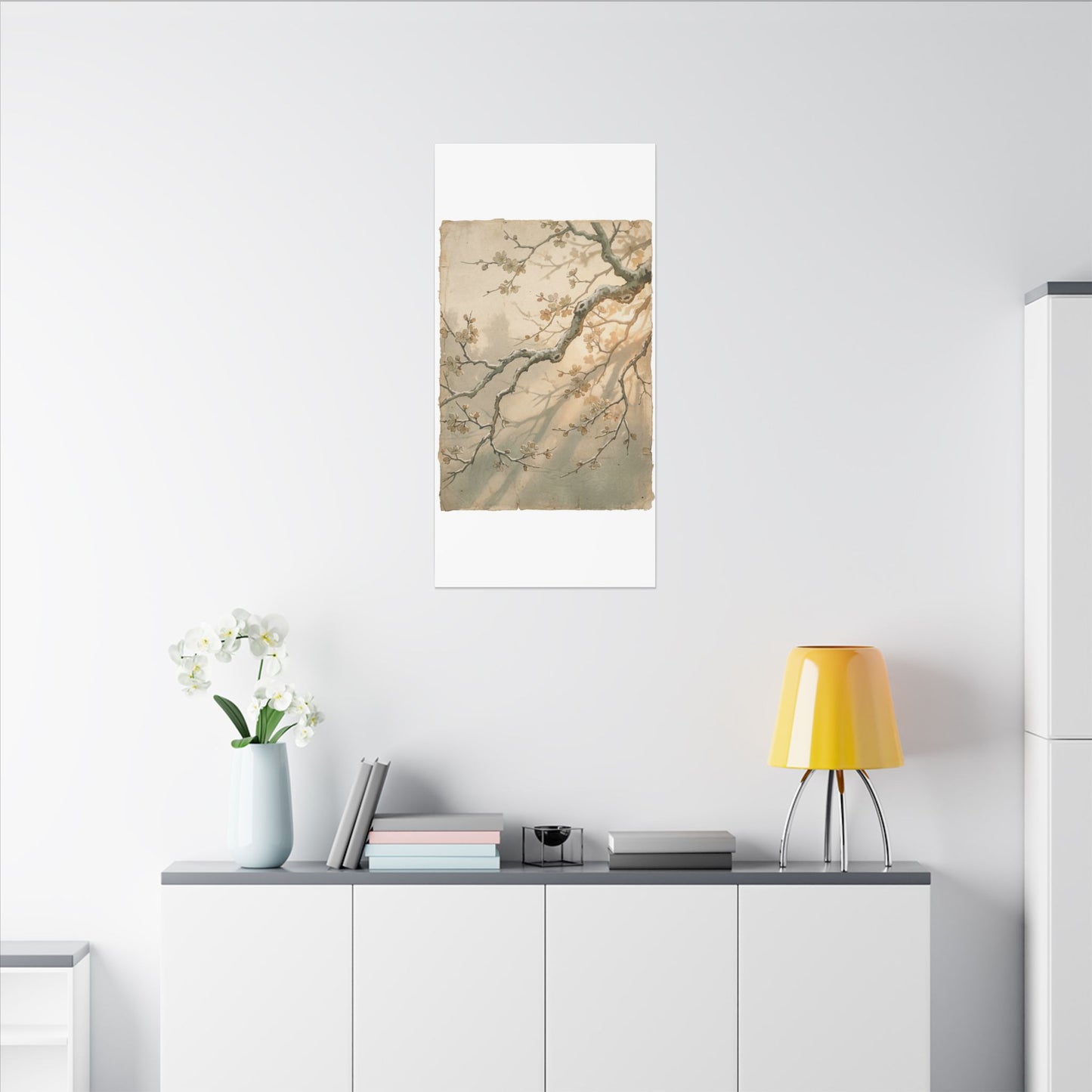 Cherry Blossom Canvas Art | Winter Japandi Japanese Pattern Art