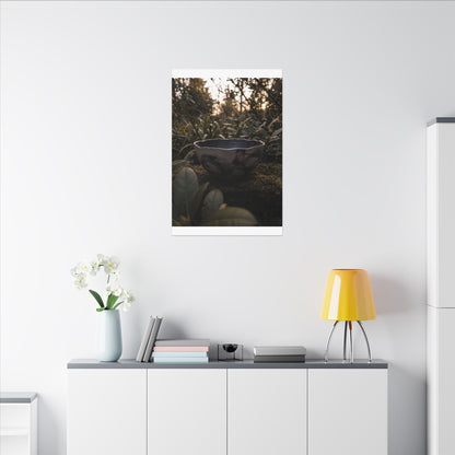 Ceramic Bowl Canvas Art | Summer Dark Japandi Charcoal Ink Art