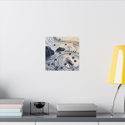 Zen Rock Garden in Golden Hour | Sumi E Canvas Art