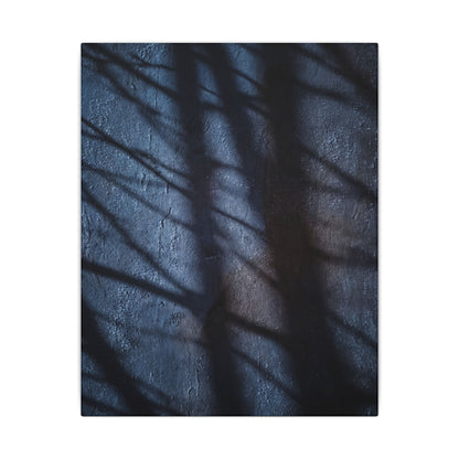 Dark Japandi Shadow Play in Moonlight | Moody Minimal Canvas Art