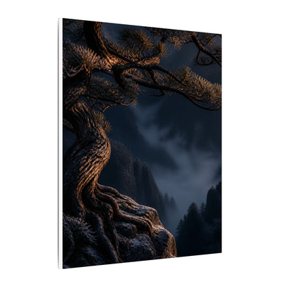 Bold Pine Tree Canvas Art - Shadow Zen Dark Japandi