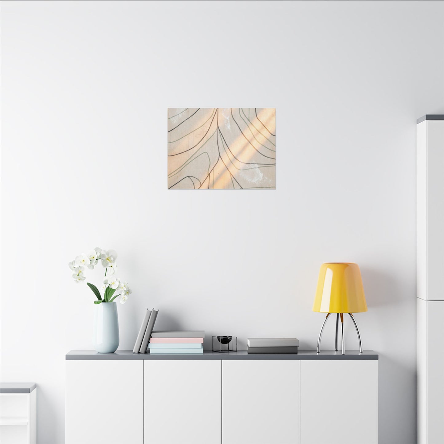 Shoji Screen Minimal Line Canvas Art | Warm Japandi Art