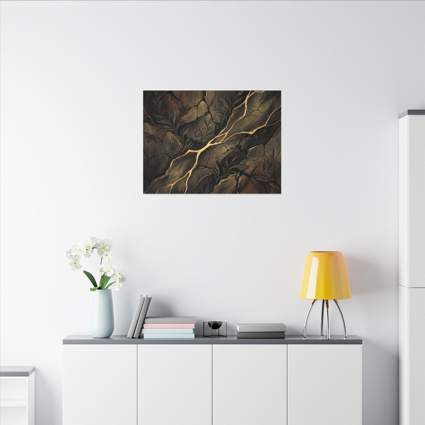 Cracked Earth Charcoal Ink Canvas Art | Bold Dark Japandi Art