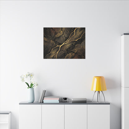 Cracked Earth Charcoal Ink Canvas Art | Bold Dark Japandi Art