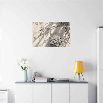 Winter Lotus Flower Sumi E Canvas Art | Contemplative Decor