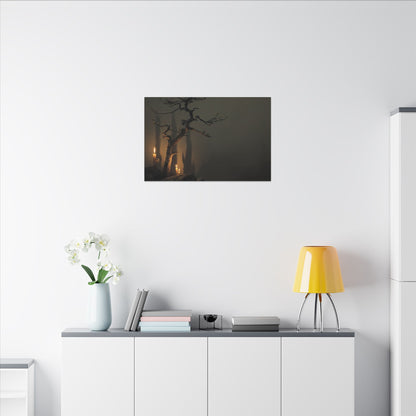 Ma Pine Tree Canvas Art - Dark Japandi Shadow Zen