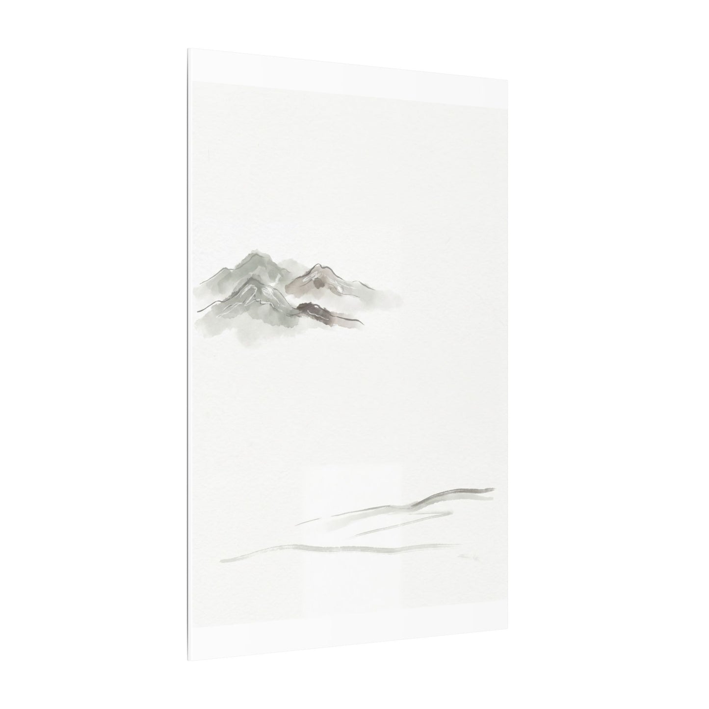 Winter Mountain Mist Minimal Line Canvas Art | Elegant Decor