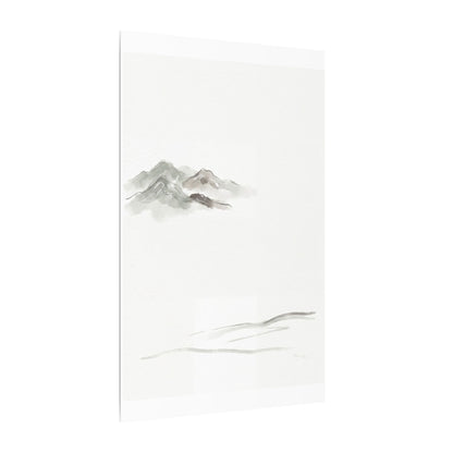 Winter Mountain Mist Minimal Line Canvas Art | Elegant Decor