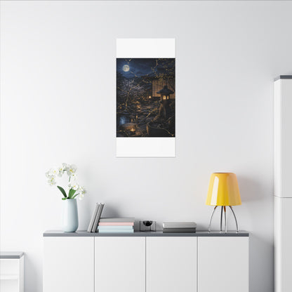Seijaku Moonlit Garden Canvas Art - Kintsugi Gold Vein