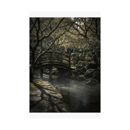 Bold Wooden Bridge Wall Art Print - Shadow Zen Dark Japandi