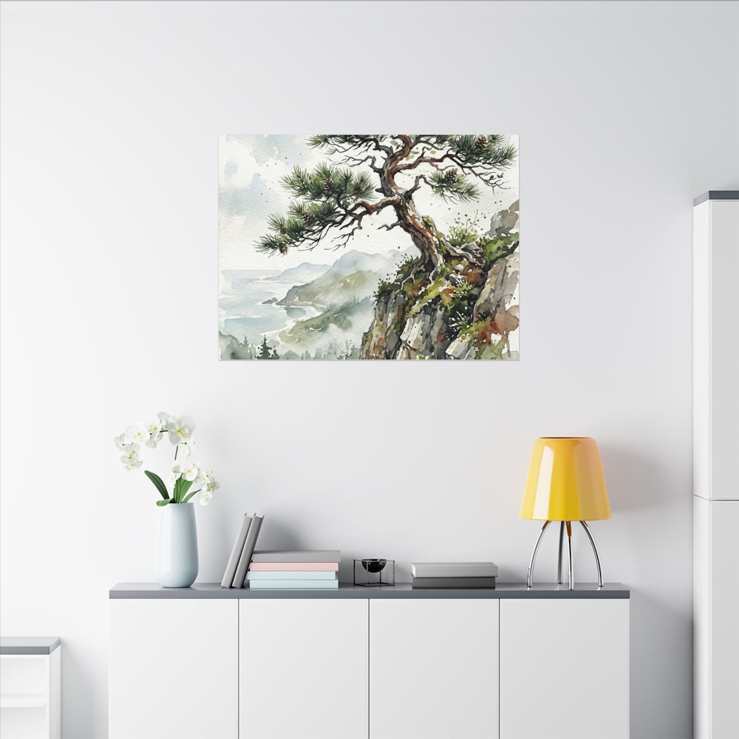 Pine Tree Spring Canvas Art | Japandi Neutral Design