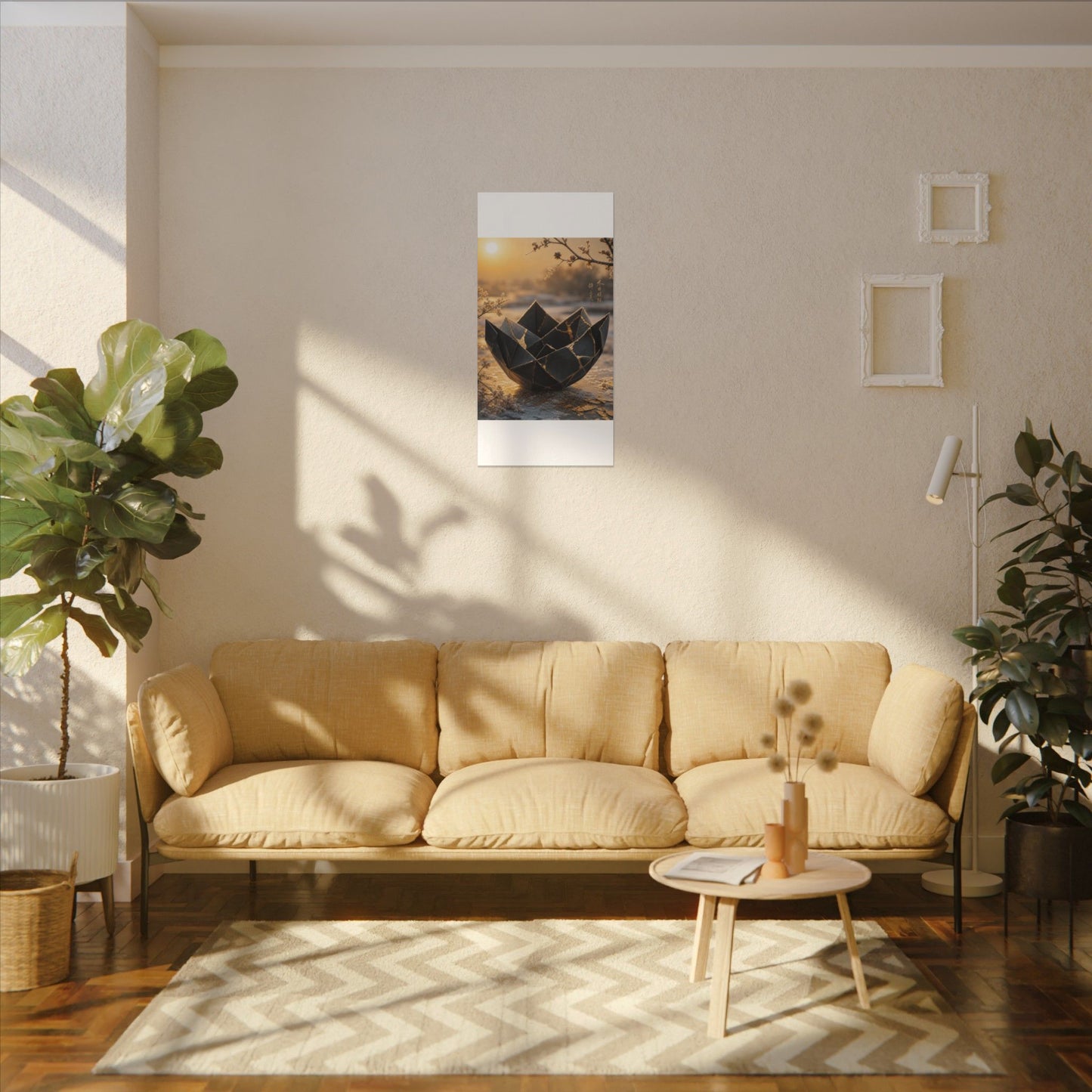 Kintsugi Paper Fold in Golden Hour | Gold Repair Canvas Art