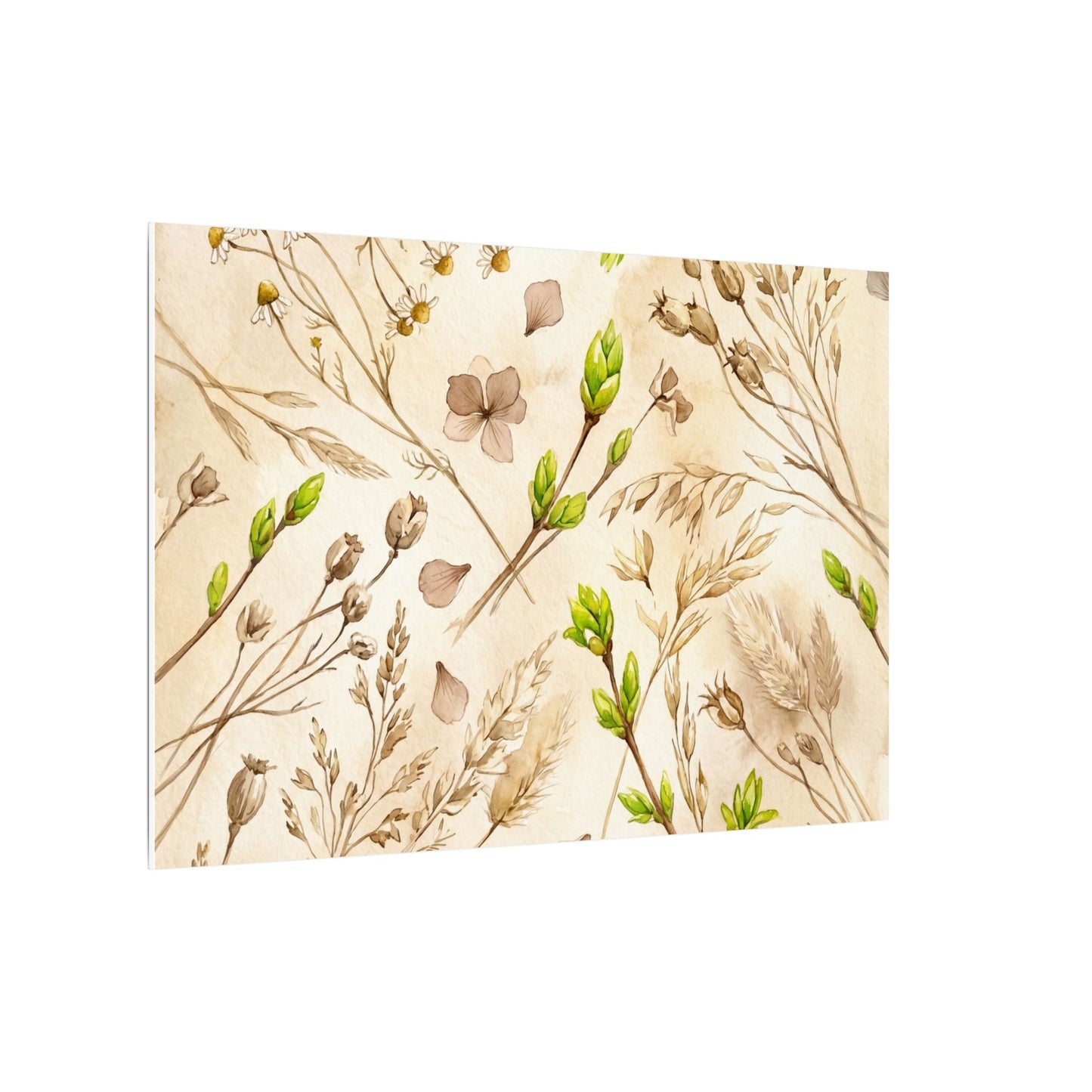 Spring Dried Flowers Watercolor Canvas Art | Earthy Decor