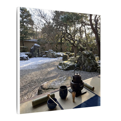 Winter Tea Ceremony Karesansui Canvas Art | Serene Decor