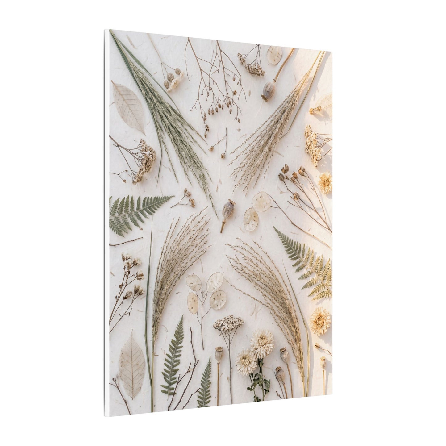 Elegant Dried Flowers Canvas Art - Japanese Pattern Japandi