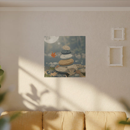 Warm River Stones Canvas Art - Japanese Pattern Japandi