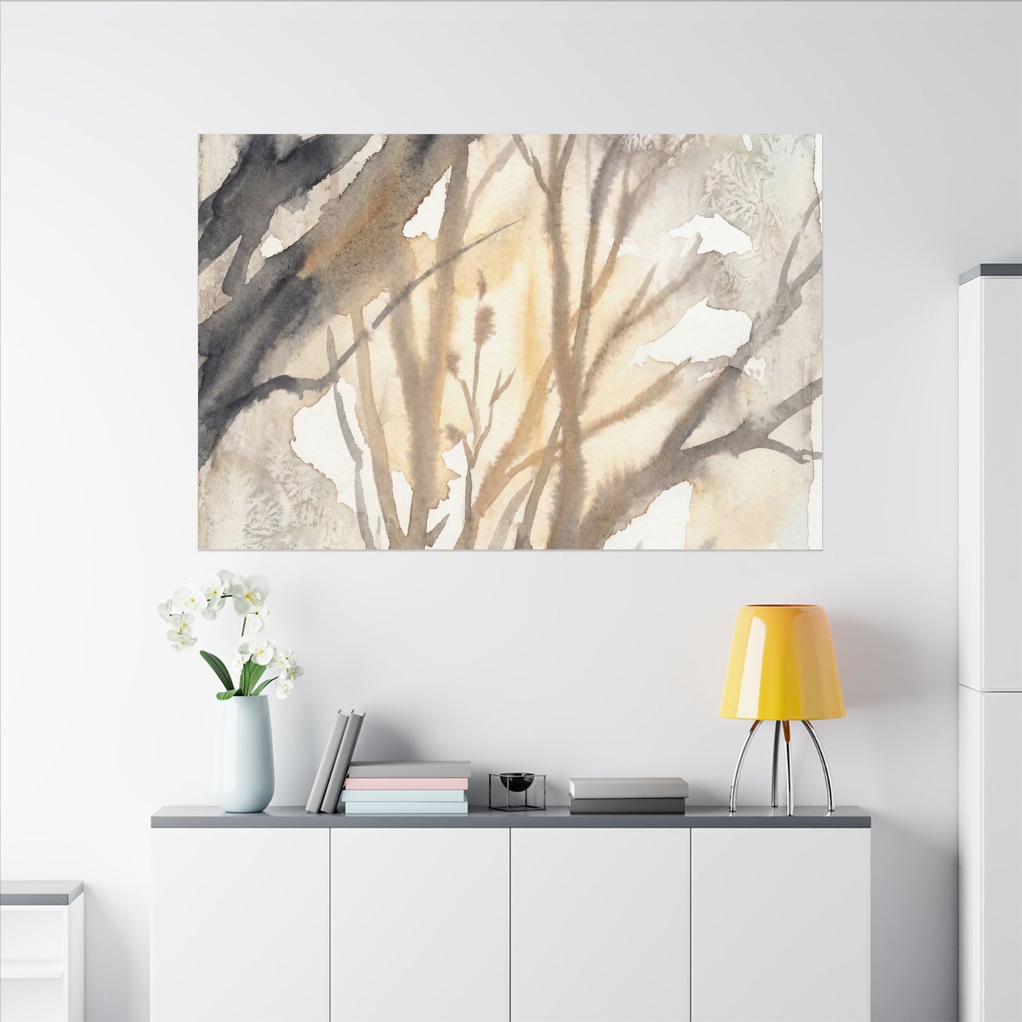 Ma Shadow Play Canvas Art - Japandi Watercolor
