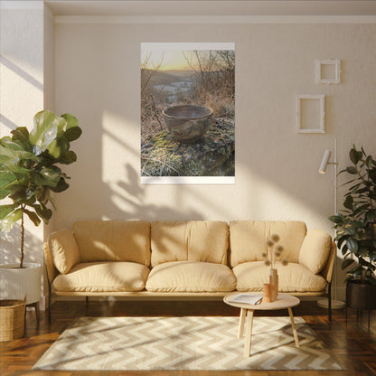 Golden Hour Ceramic Bowl Canvas Art - Japandi Shibui