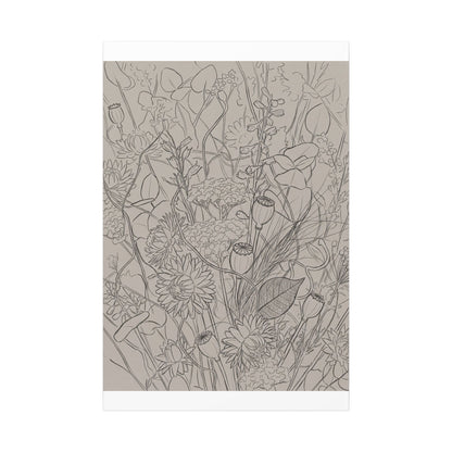 Summer Dried Flowers Minimal Line Canvas Art | Elegant Decor