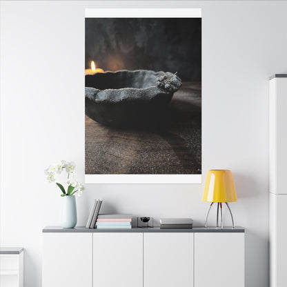 Ceramic Bowl Canvas Art | Winter Dark Japandi Shadow Zen Art