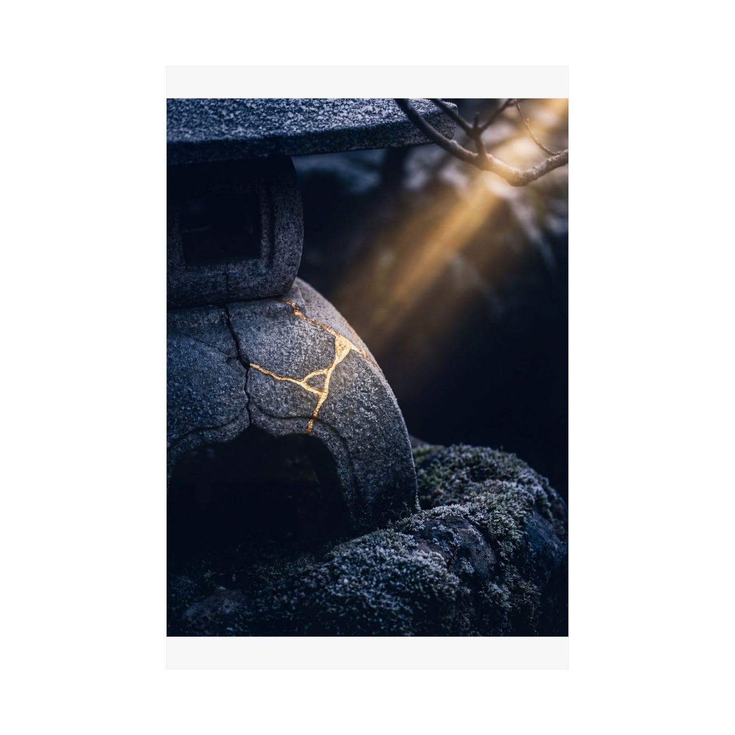 Moonlit Garden Winter Wall Art Print | Kintsugi Artful Design