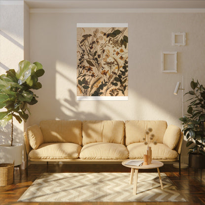 Dried Flowers Summer Canvas Art | Japandi Neutral Design