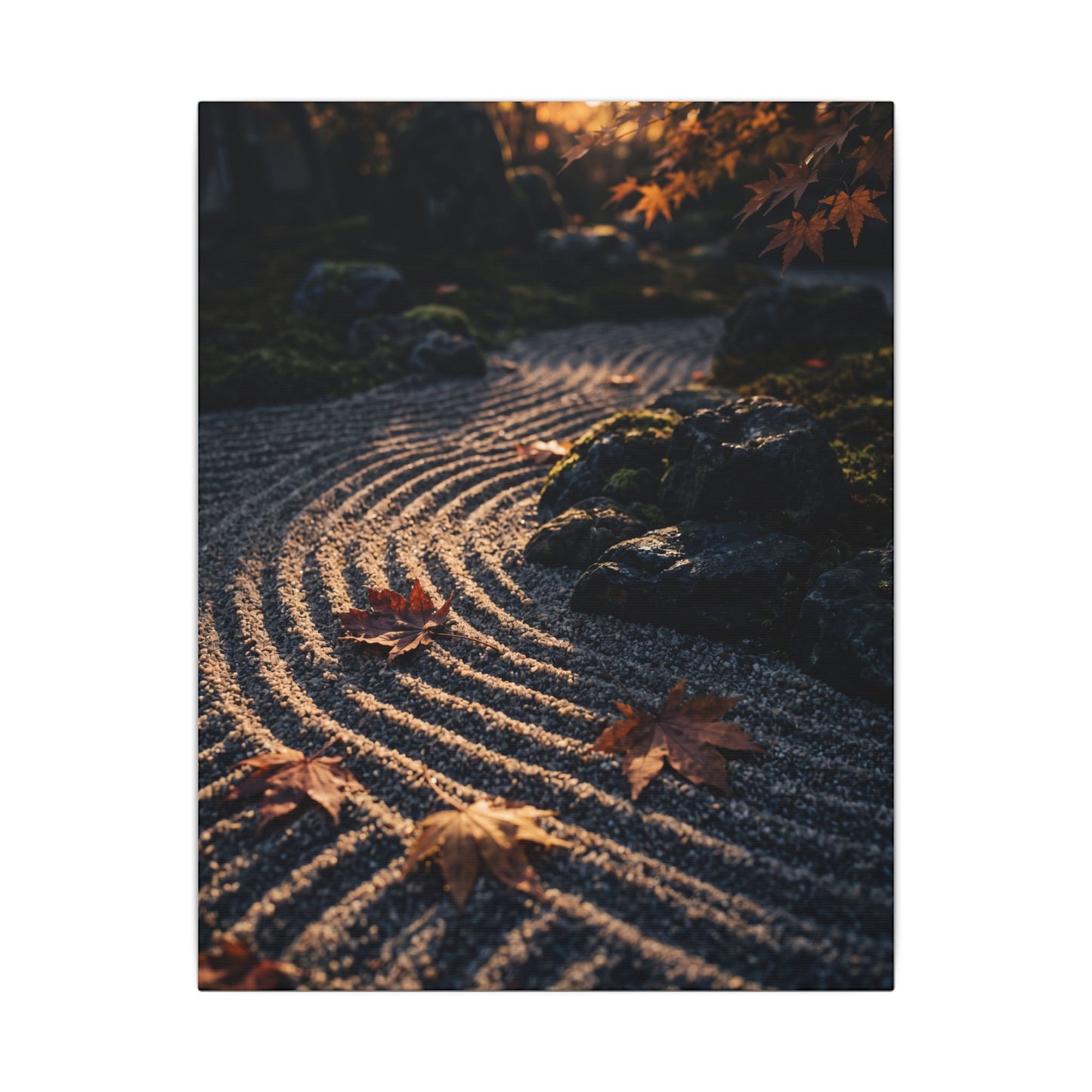 Rock Garden Moody Minimal Canvas Art | Bold Dark Japandi Art