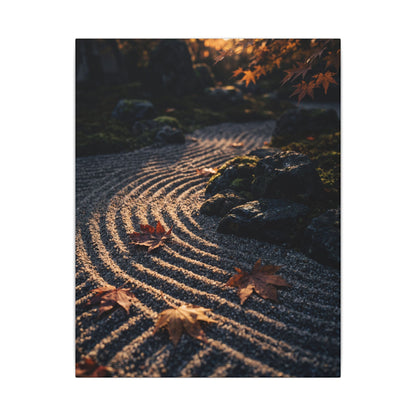 Rock Garden Moody Minimal Canvas Art | Bold Dark Japandi Art