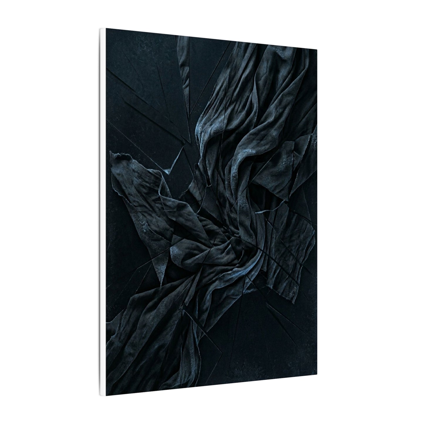 Dark Japandi Silk Drape in Moonlight | Moody Minimal Canvas Art