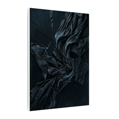 Dark Japandi Silk Drape in Moonlight | Moody Minimal Canvas Art