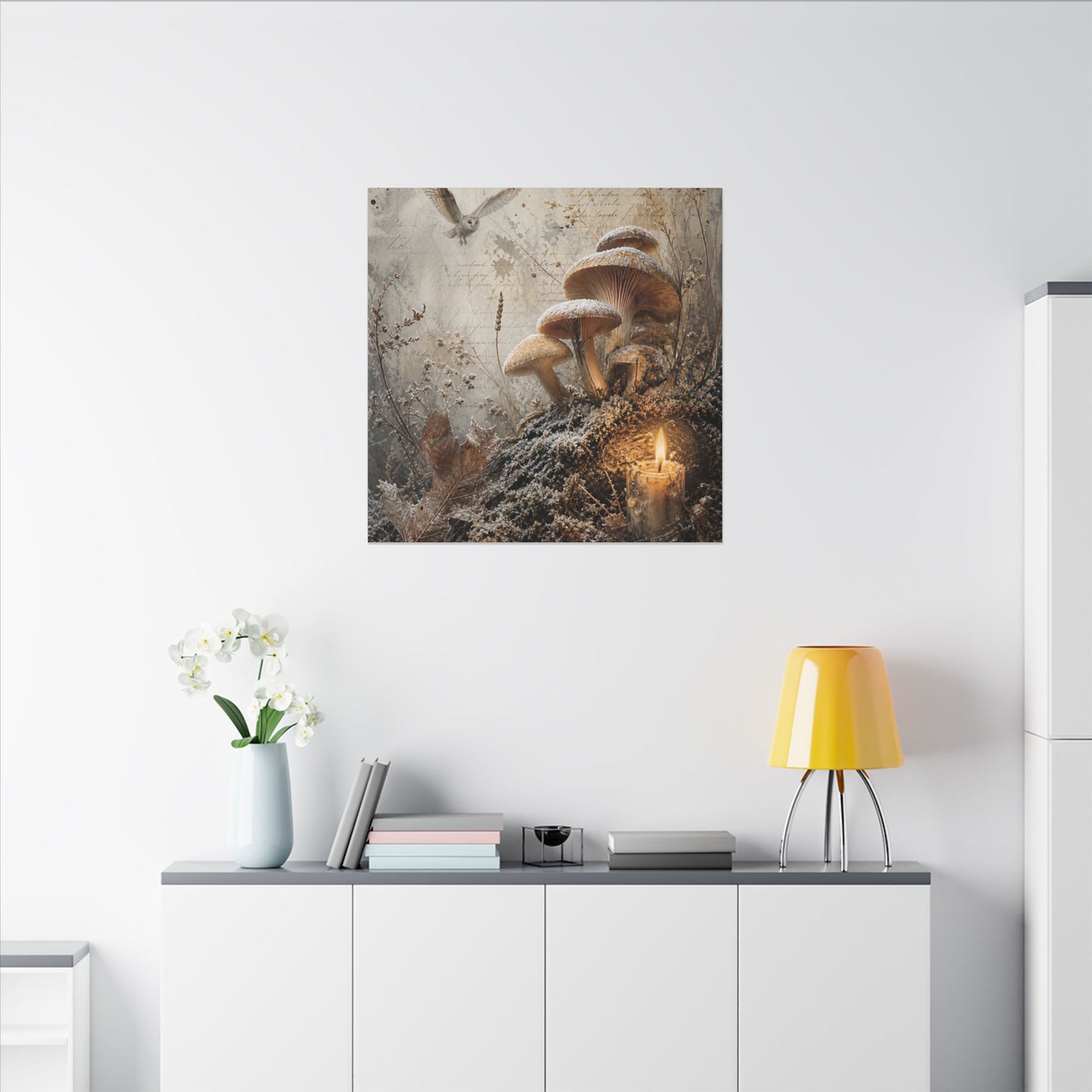 Wild Mushrooms Texture Canvas Art | Elegant Japandi Art