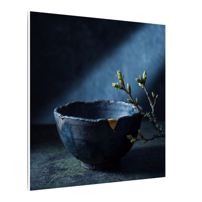 Ceramic Bowl Shadow Zen Canvas Art | Sophisticated Dark Japandi Art