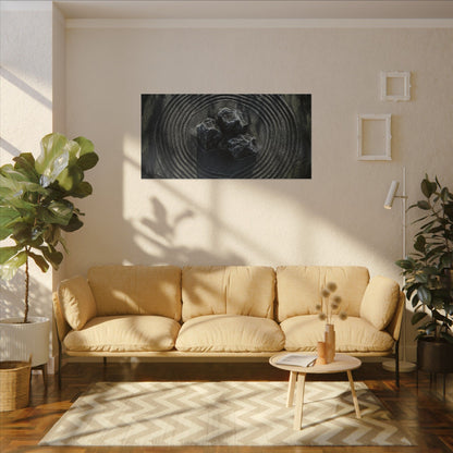 Moody Rock Garden Canvas Art - Dark Texture Dark Japandi