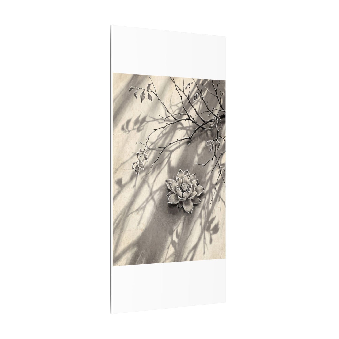 Winter Lotus Flower Sumi E Canvas Art | Contemplative Decor
