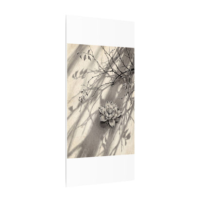 Winter Lotus Flower Sumi E Canvas Art | Contemplative Decor