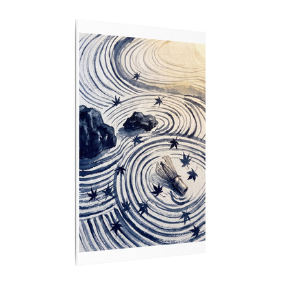 Zen Rock Garden in Golden Hour | Sumi E Canvas Art