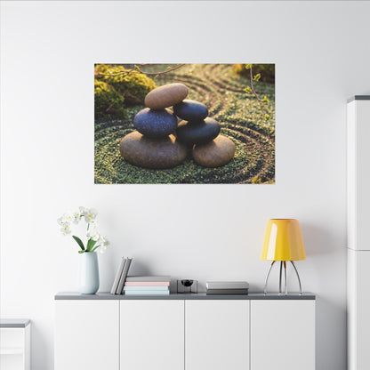 Zen River Stones in Golden Hour | Karesansui Canvas Art