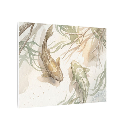 Koi Pond Canvas Art | Winter Japandi Watercolor Art
