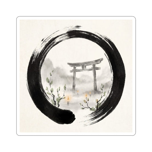 Calm Torii Gate Sticker - Enso Zen Art Print