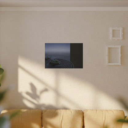 Ma Rock Garden Canvas Art - Dark Japandi Moody Minimal