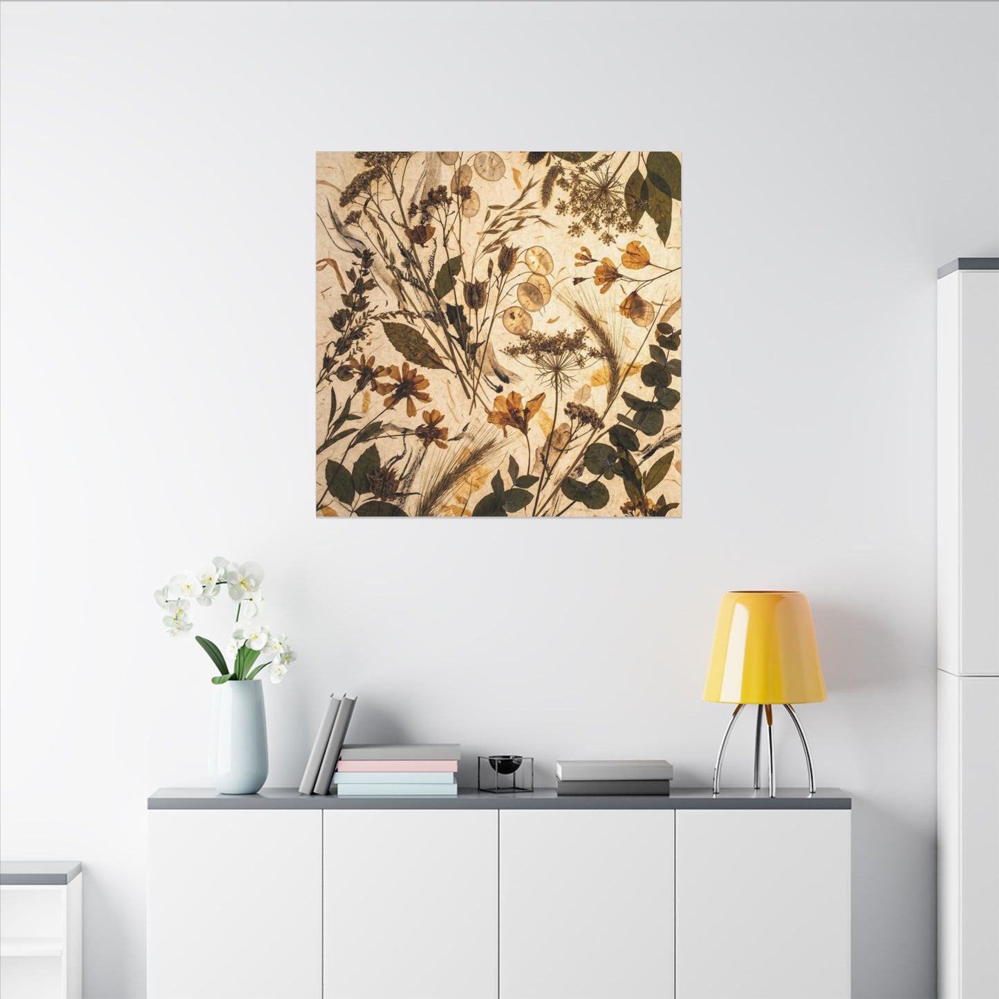 Dried Flowers Summer Canvas Art | Japandi Neutral Design
