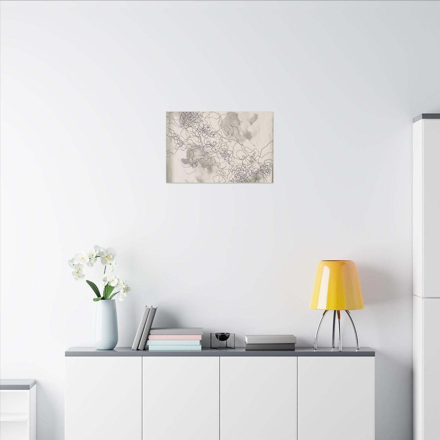 Summer Shadow Play Minimal Line Canvas Art | Earthy Decor