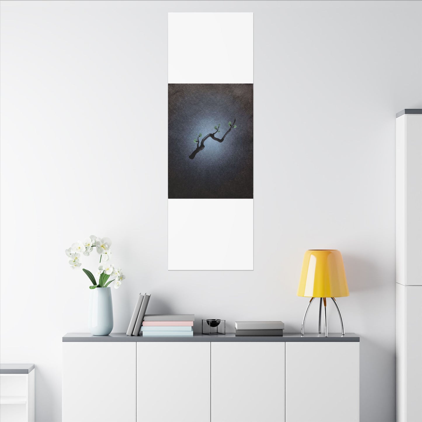 Ink Brushstroke Canvas Art | Spring Dark Japandi Moody Minimal Art