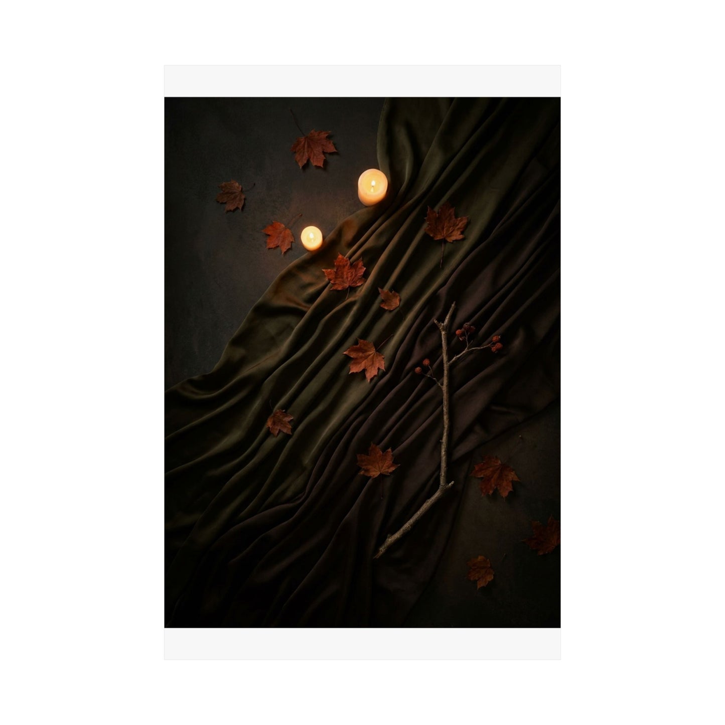 Candlelight Silk Drape Wall Art Print - Dark Japandi Datsuzoku