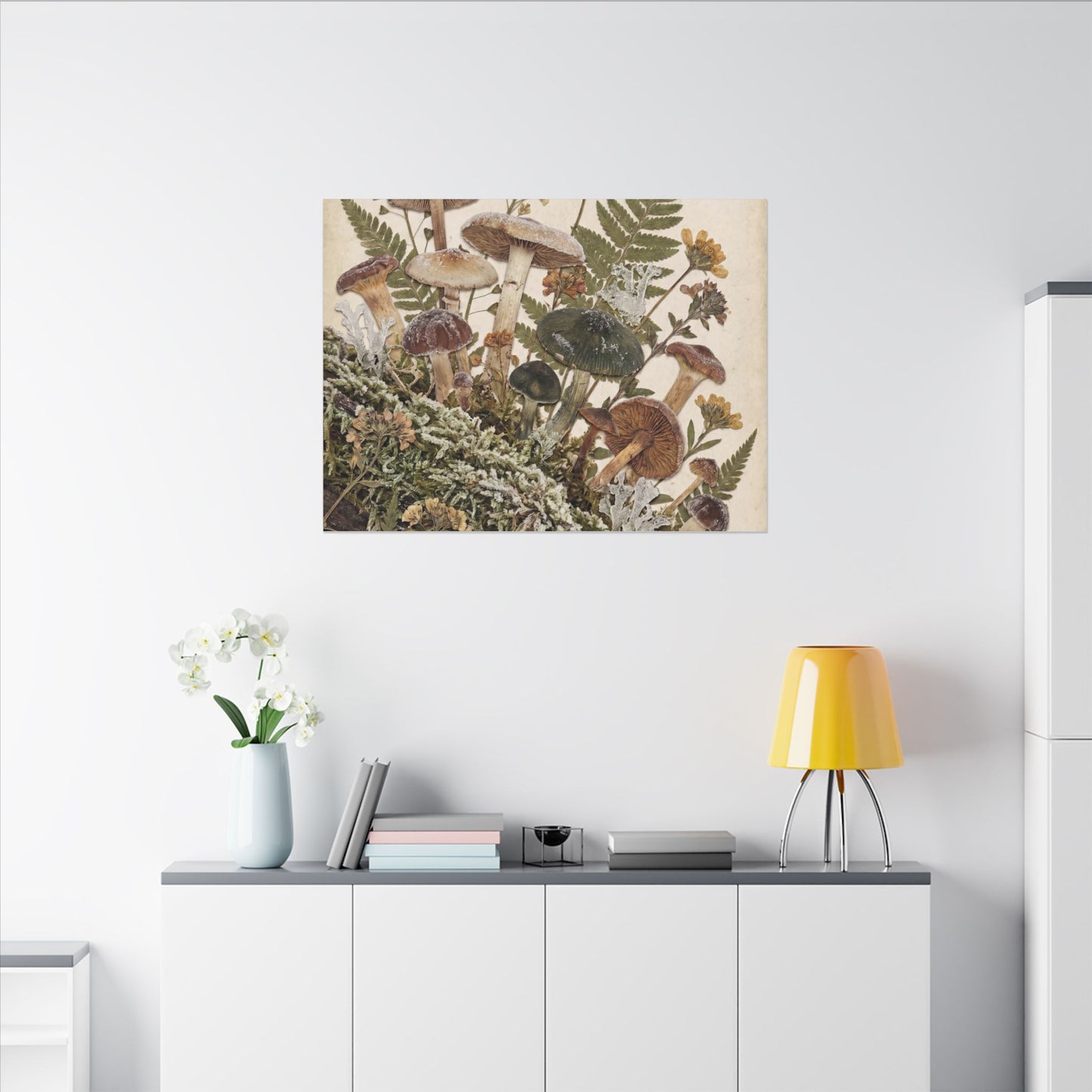 Winter Wild Mushrooms Herbarium Canvas Art | Enchanting Decor