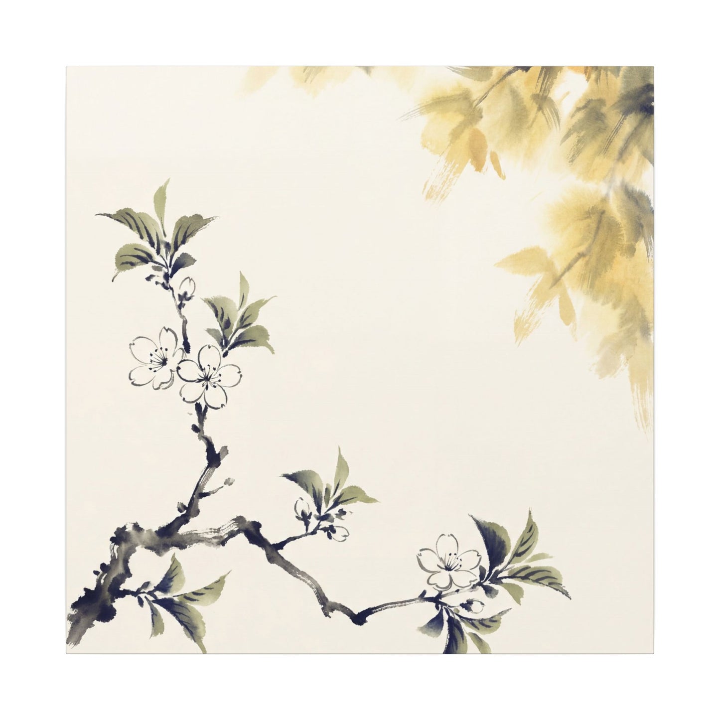 Kanso Cherry Blossom Canvas Art - Zen Sumi E